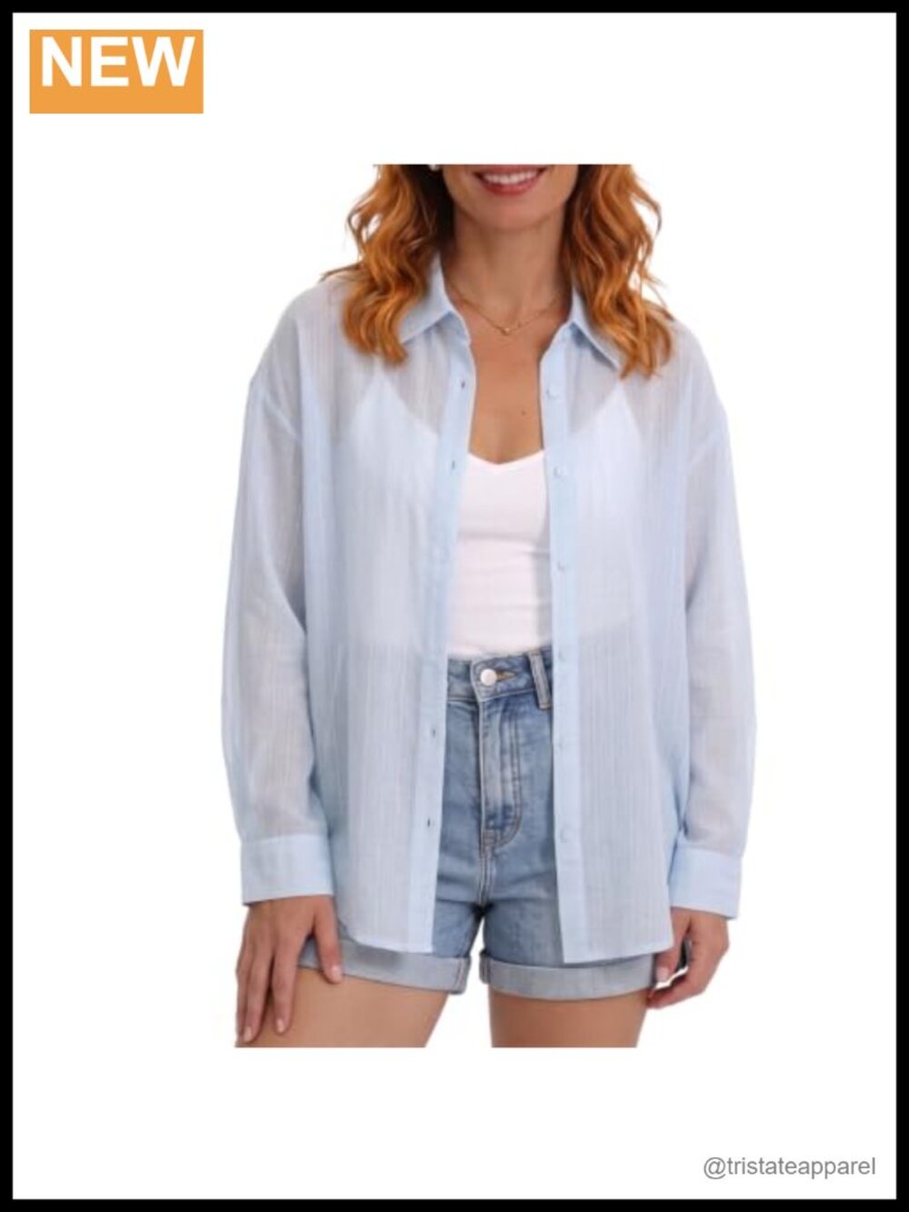 Lightweight Lyocell Blend Sheer Button Down Shirt for Women Casual Long Sleeve